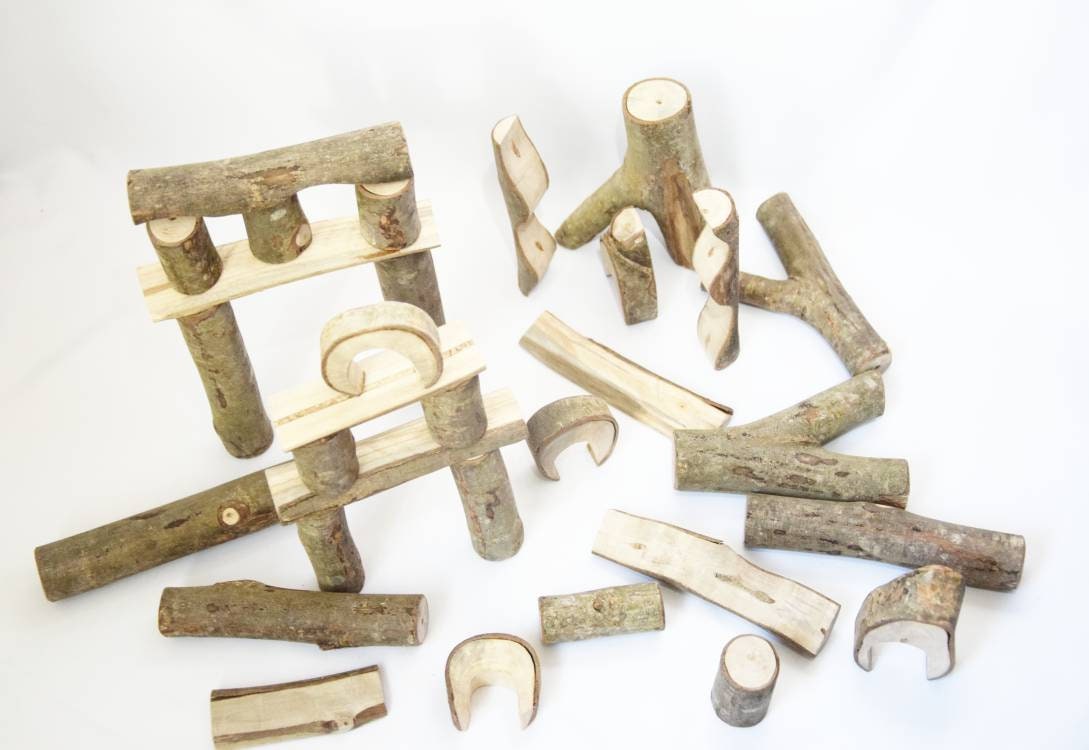 Natural building blocks, tree building blocks, Montessori wooden toy, natural organic blocks, Waldorf toddler toy, christmas gift for kids