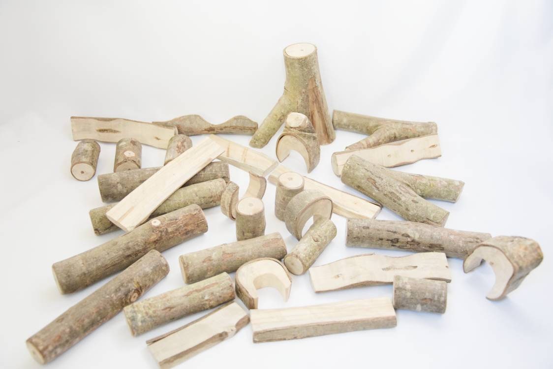 Natural building blocks, tree building blocks, Montessori wooden toy, natural organic blocks, Waldorf toddler toy, christmas gift for kids