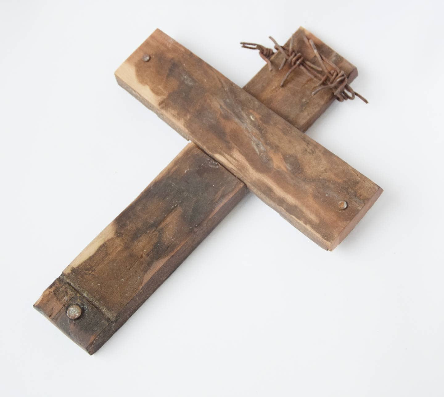 old barrel wood cross, wooden cross, religious home decor, easter, barrel wood, home decor, christian decor, handcrafted wooden cross