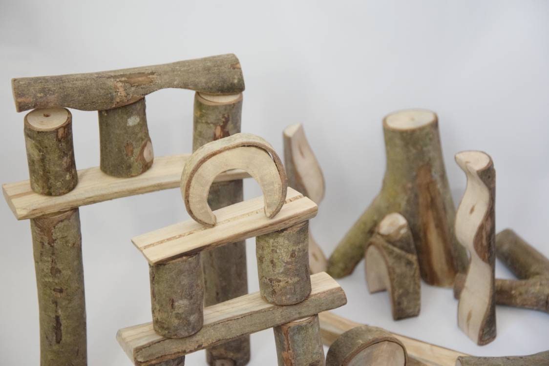 Natural building blocks, tree building blocks, Montessori wooden toy, natural organic blocks, Waldorf toddler toy, christmas gift for kids