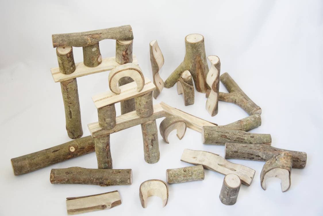 Natural building blocks, tree building blocks, Montessori wooden toy, natural organic blocks, Waldorf toddler toy, christmas gift for kids