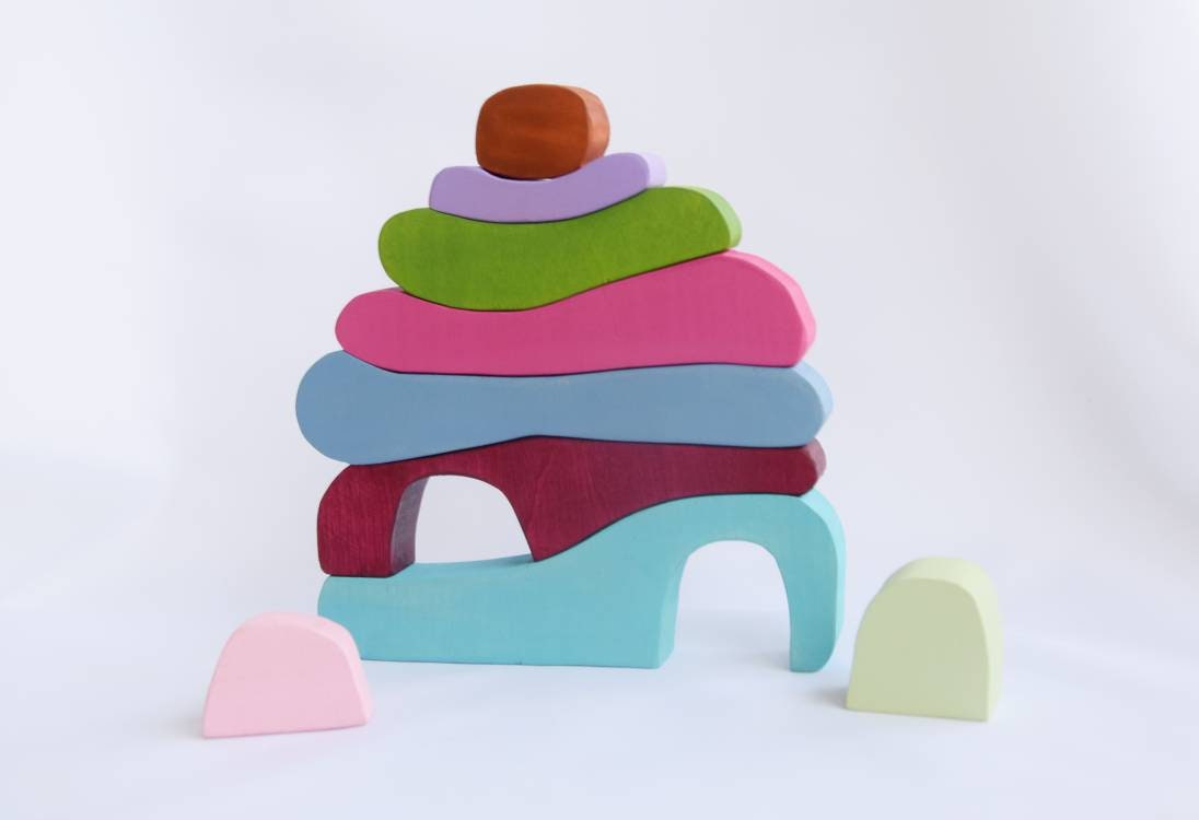 Wooden fairy house, waldorf stacker, puzzle, gift for toddlers, stacking house, gnome house, wooden stacker toy, wood puzzle, creative play