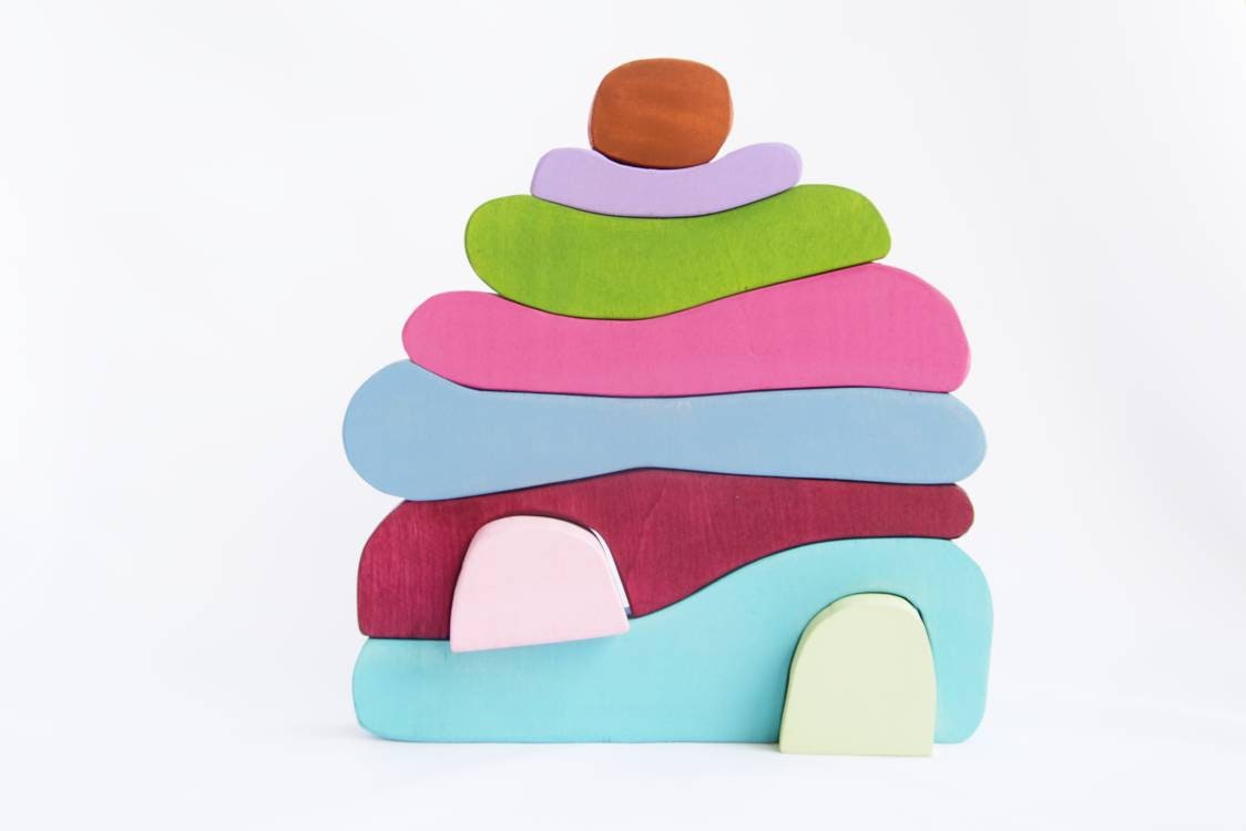 Wooden fairy house, waldorf stacker, puzzle, gift for toddlers, stacking house, gnome house, wooden stacker toy, wood puzzle, creative play