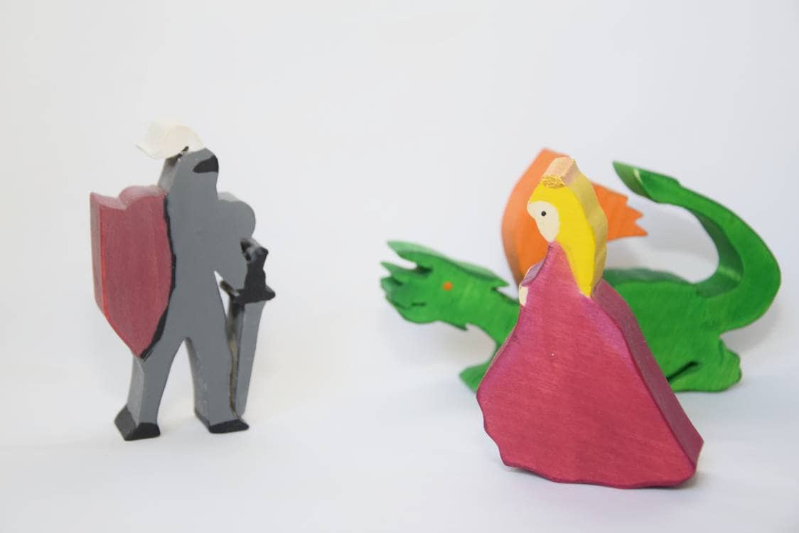 wooden knight, princes and dragon, waldorf inspired, wooden toy set, montessori toy, waldorf wooden toy, christmas gift, gift for kids