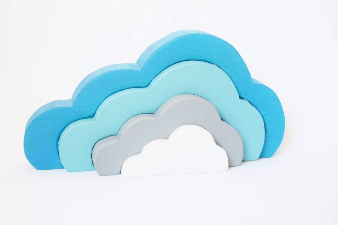Cloud stacker, wooden stacking waldorf inspired toy, cloud toy,nursery decor, stacking toy, christmas gift, stocking filler, wooden toy