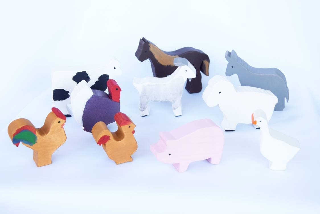 Farm animals, wooden farm, wooden animals, farm animals set, waldorf toy, birthday gift, christmas gift, wooden toy set, gift for kids