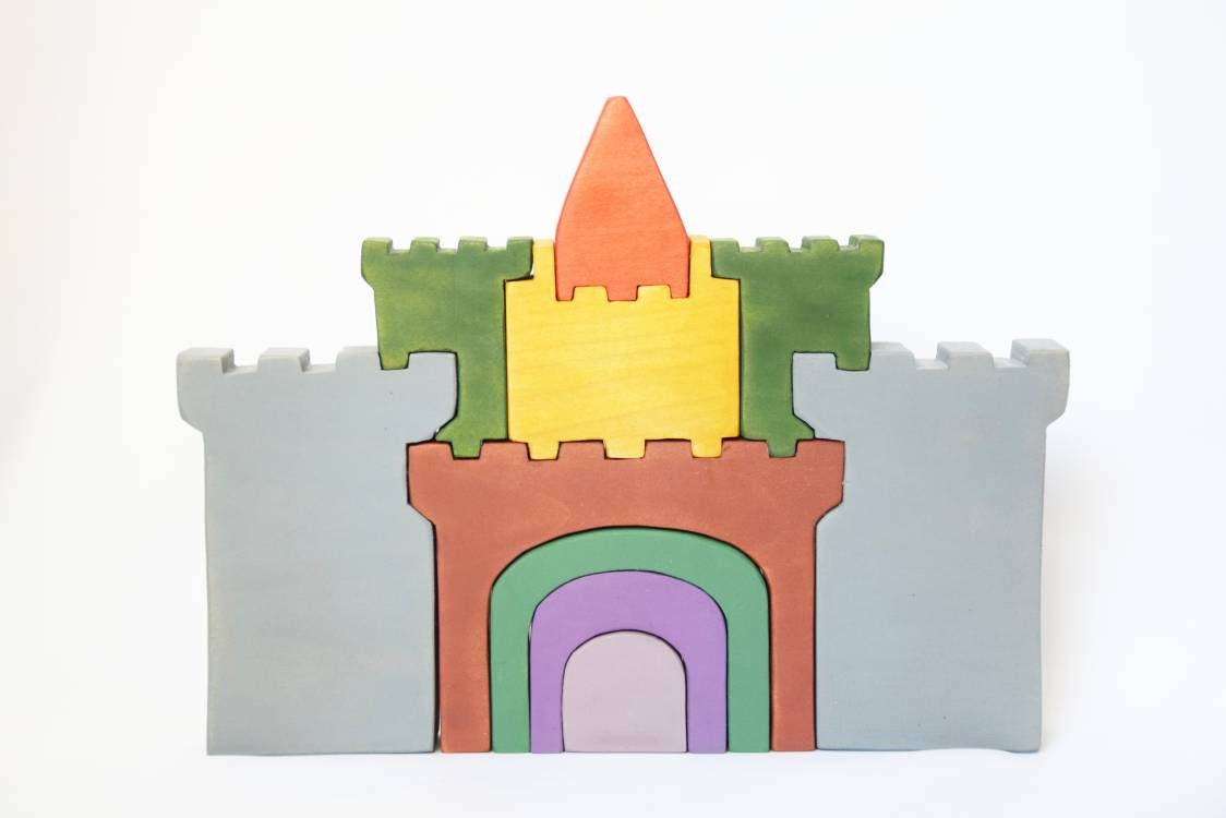 wooden castle, stacking wooden castle, stacking toy, wooden stacker, waldorf inspired, gift for kids, christmas present, waldorf wooden toy