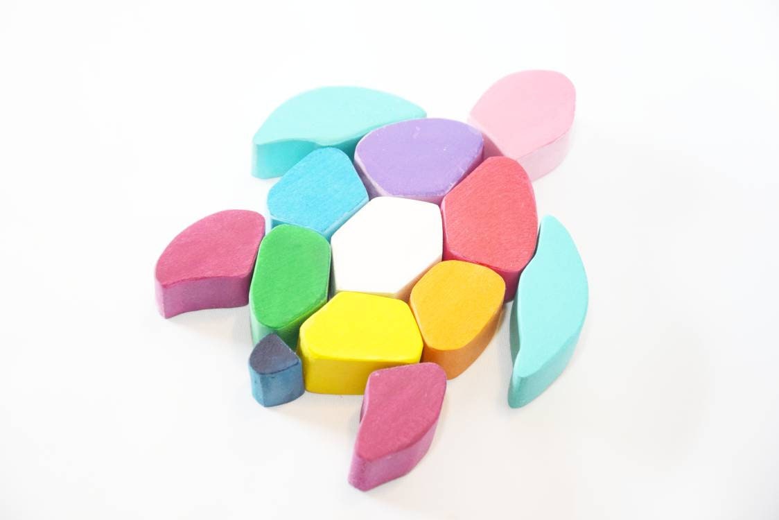 Rainbow turtle, wooden rainbow toy, puzzle, waldorf inspired, gift for kids, christmas present, montessori waldorf wooden toy