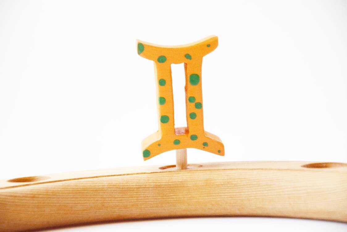 Gemini celebration ring ornament, gemini waldorf ornament, birthday ring, waldorf ornament, advent spiral waldorf