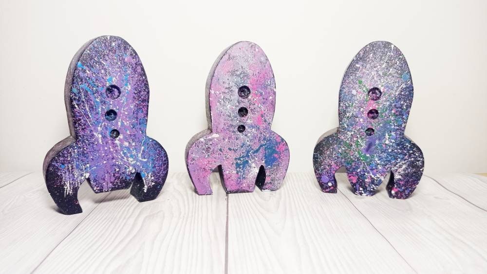 Rocket free standing wood nursery kids playroom decoration, space decor, galaxy decoration, gift for kids, christmas gift, stocking filler,