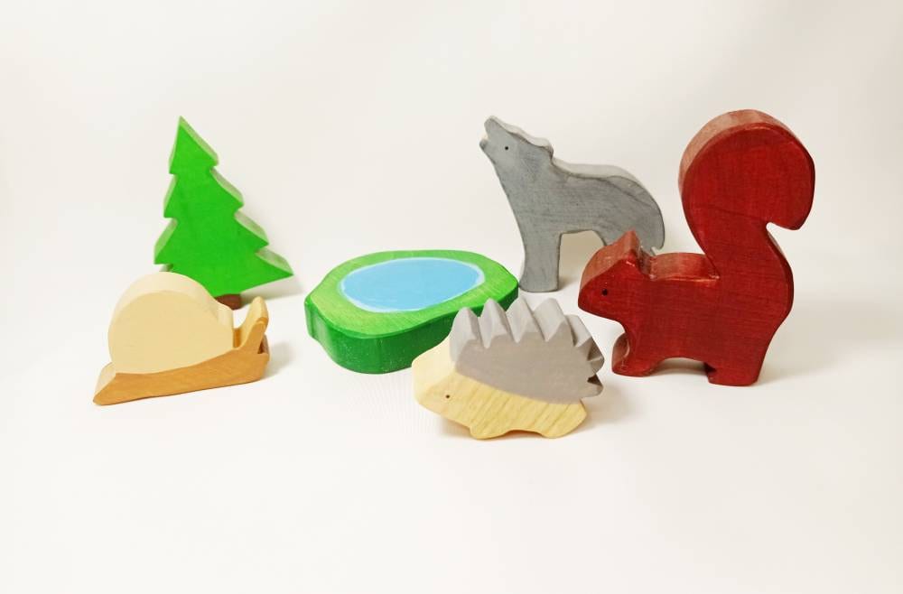 Woodland pocket animals set, woodland animals, waldorf wooden animals toy set, open ended imaginative play toys, christmas gift for kids,