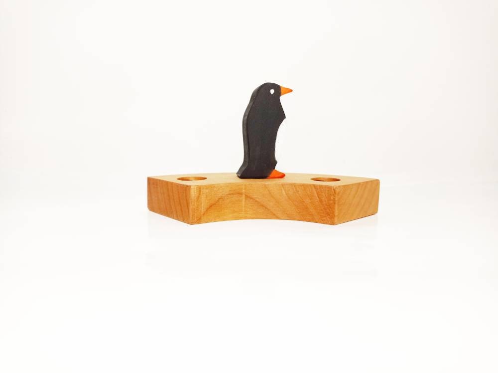 Penguin birthday ring ornament, waldorf celebration ring ornament, waldorf inspired birthday, polar birthday party, wooden waldorf penguin