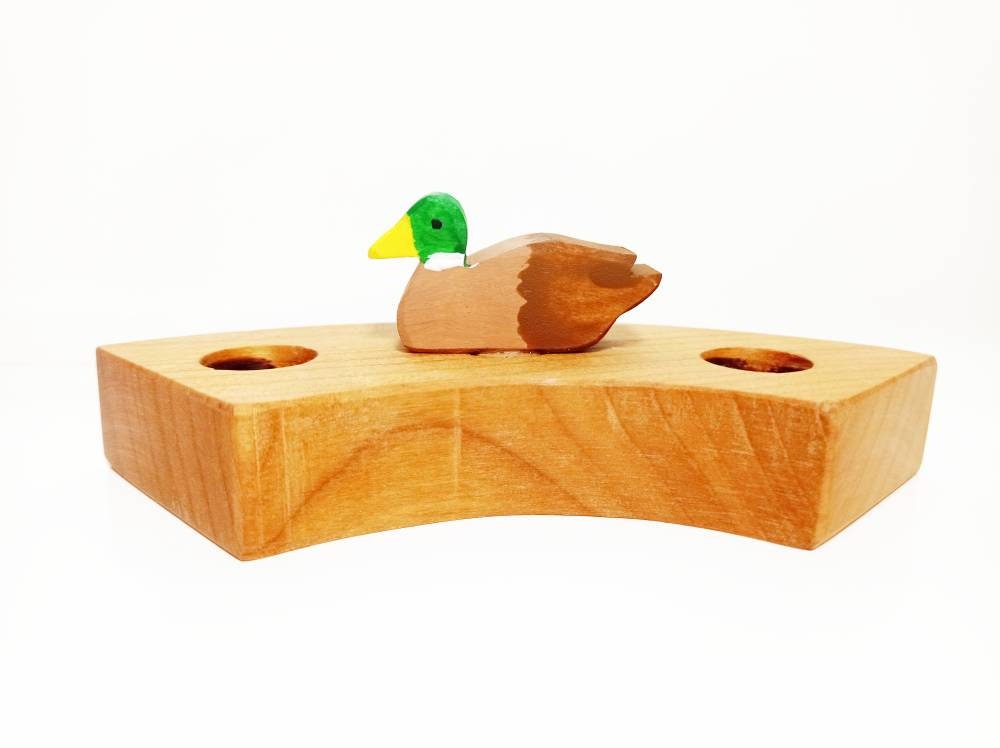 Duck celebration ring ornament, mallard duck birthday waldorf ornament, wooden waldorf ring, birthday ring ornament, seasonal table decor