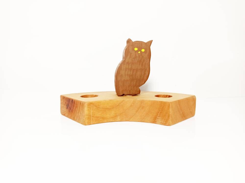 Owl birthday celebration ring ornament, waldorf wooden animals ornament, waldorf inspred birthday traditions, woodland ring ornament