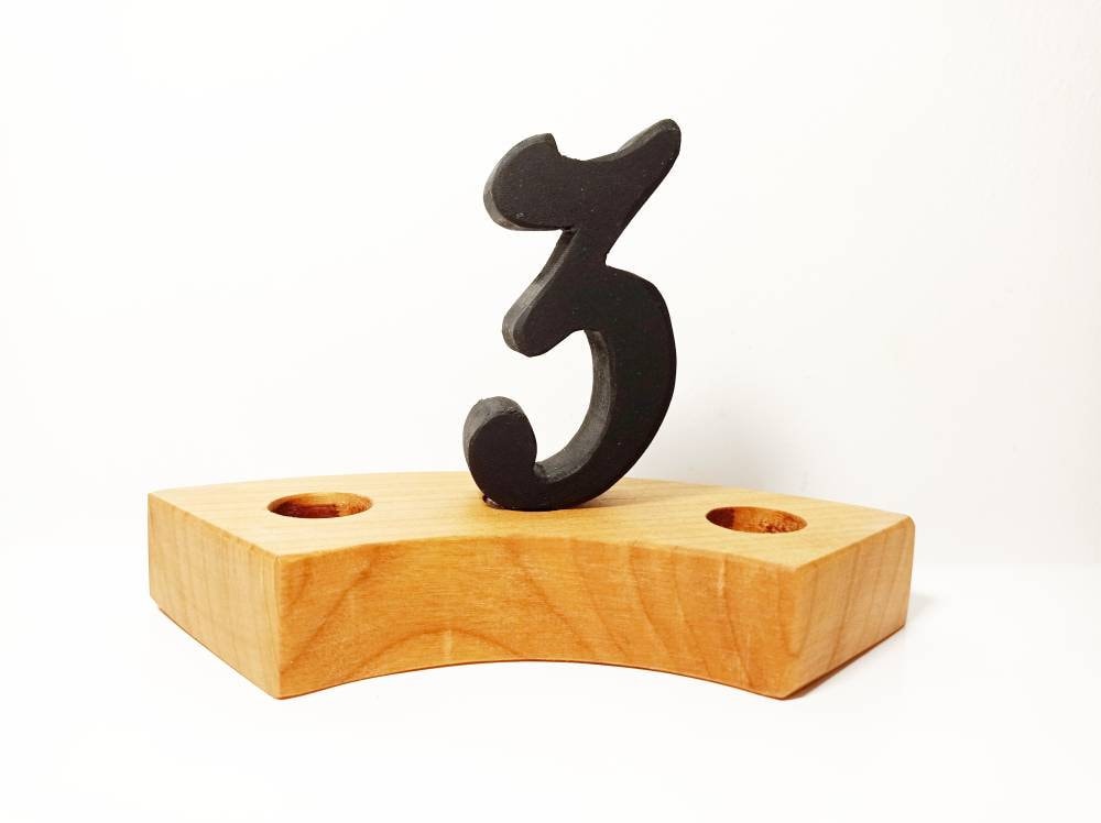 birthday celebration ring ornament number 3, waldorf ring ornament, celebration ring decor, number three waldorf wooden ring ornament