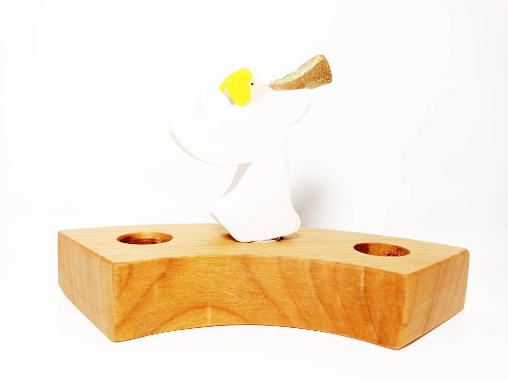 Angel with trumpet celebration ring ornament, advent spiral decoratio, waldorf christmas celebration, waldorf birthday ring, seasonal table