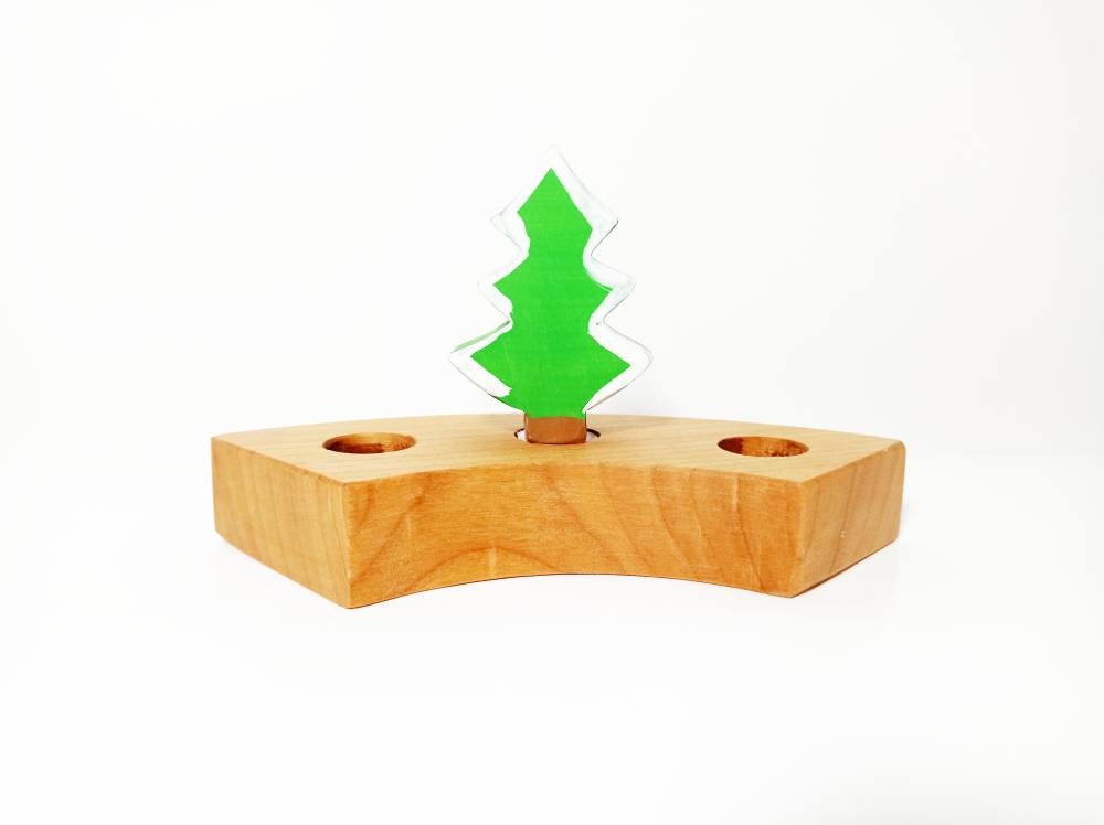 Winter fir tree celebration ring ornament, waldorf wooden ring, birthday ring, jaar ring, winter seaonal table decoration, waldorf christmas