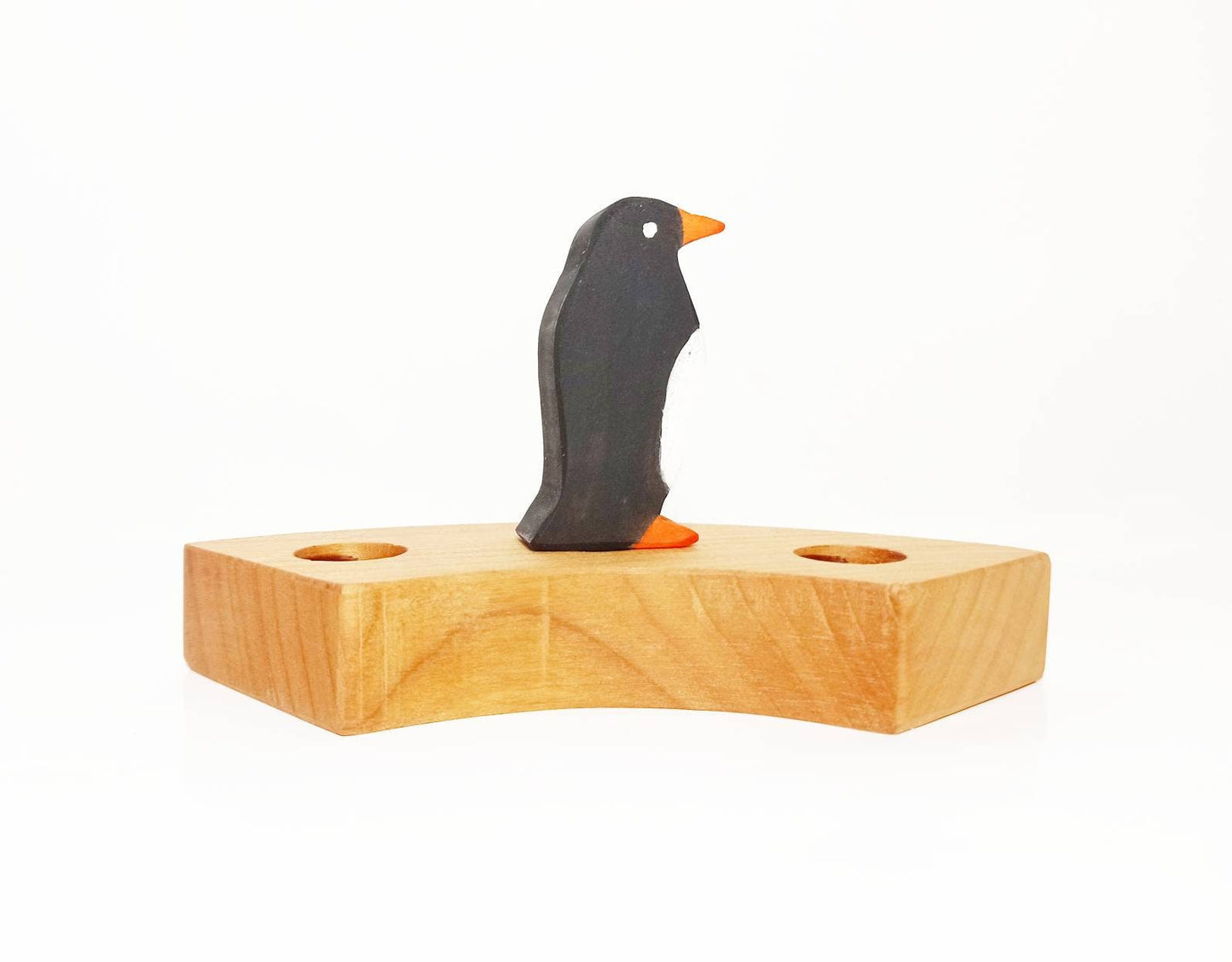 Penguin birthday ring ornament, waldorf celebration ring ornament, waldorf inspired birthday, polar birthday party, wooden waldorf penguin