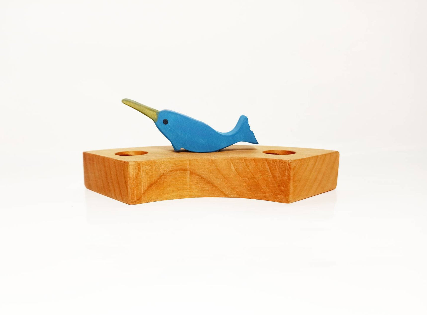 narwhal birthday celebration ring ornament, waldorf decoration, waldorf wooden ring, waldorf birthday decoration, celebration ring, spiral