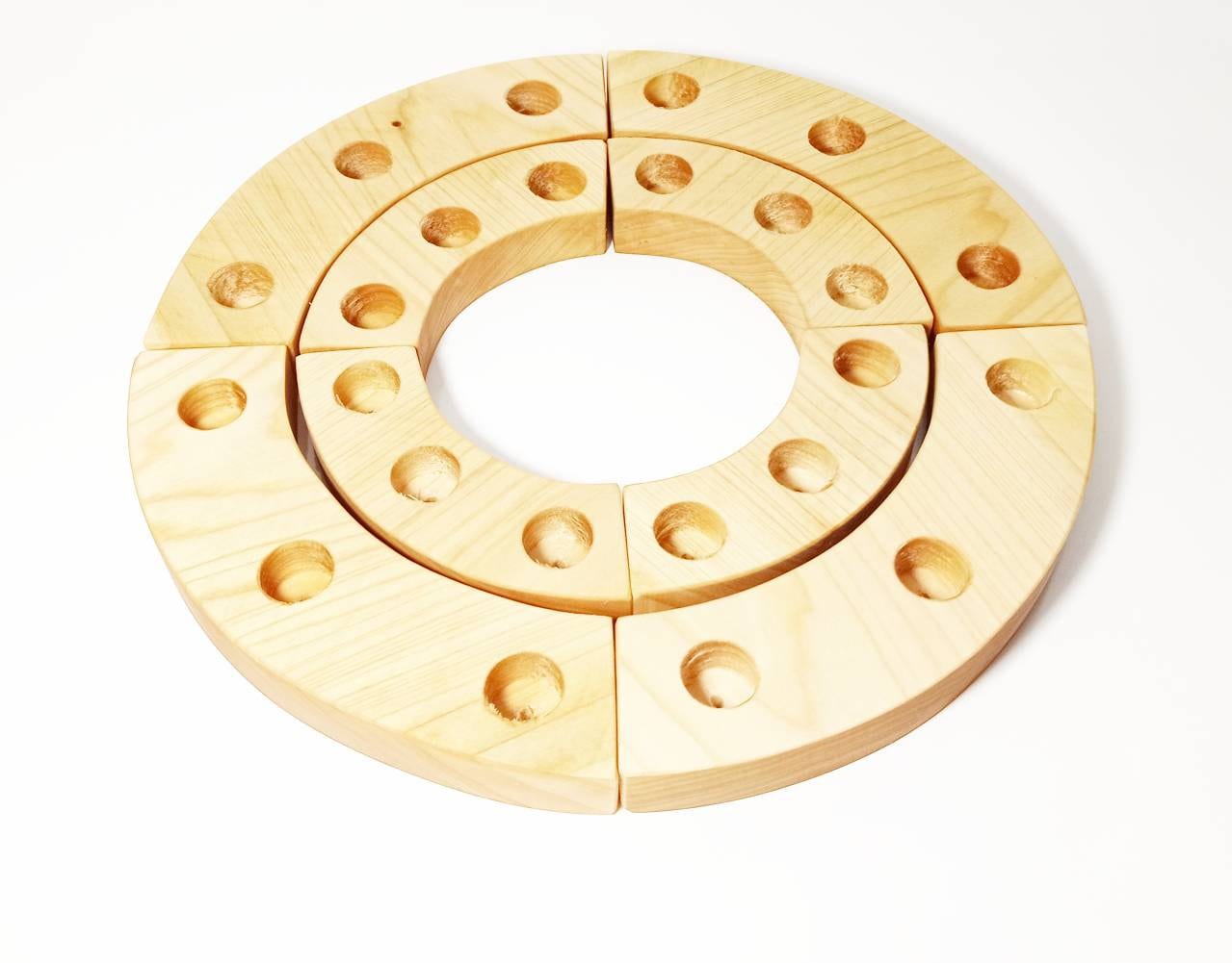 Waldorf celebration ring, waldorf birthday ring 24 holes, double wooden ring, celebration ring, waldorf decor, waldorf spiral