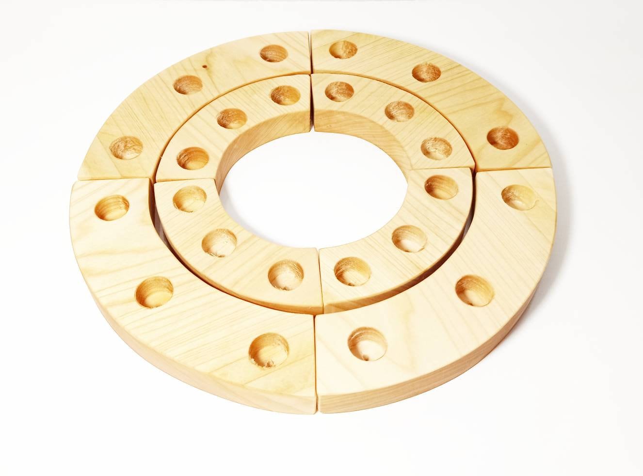 Waldorf celebration ring, waldorf birthday ring 24 holes, double wooden ring, celebration ring, waldorf decor, waldorf spiral