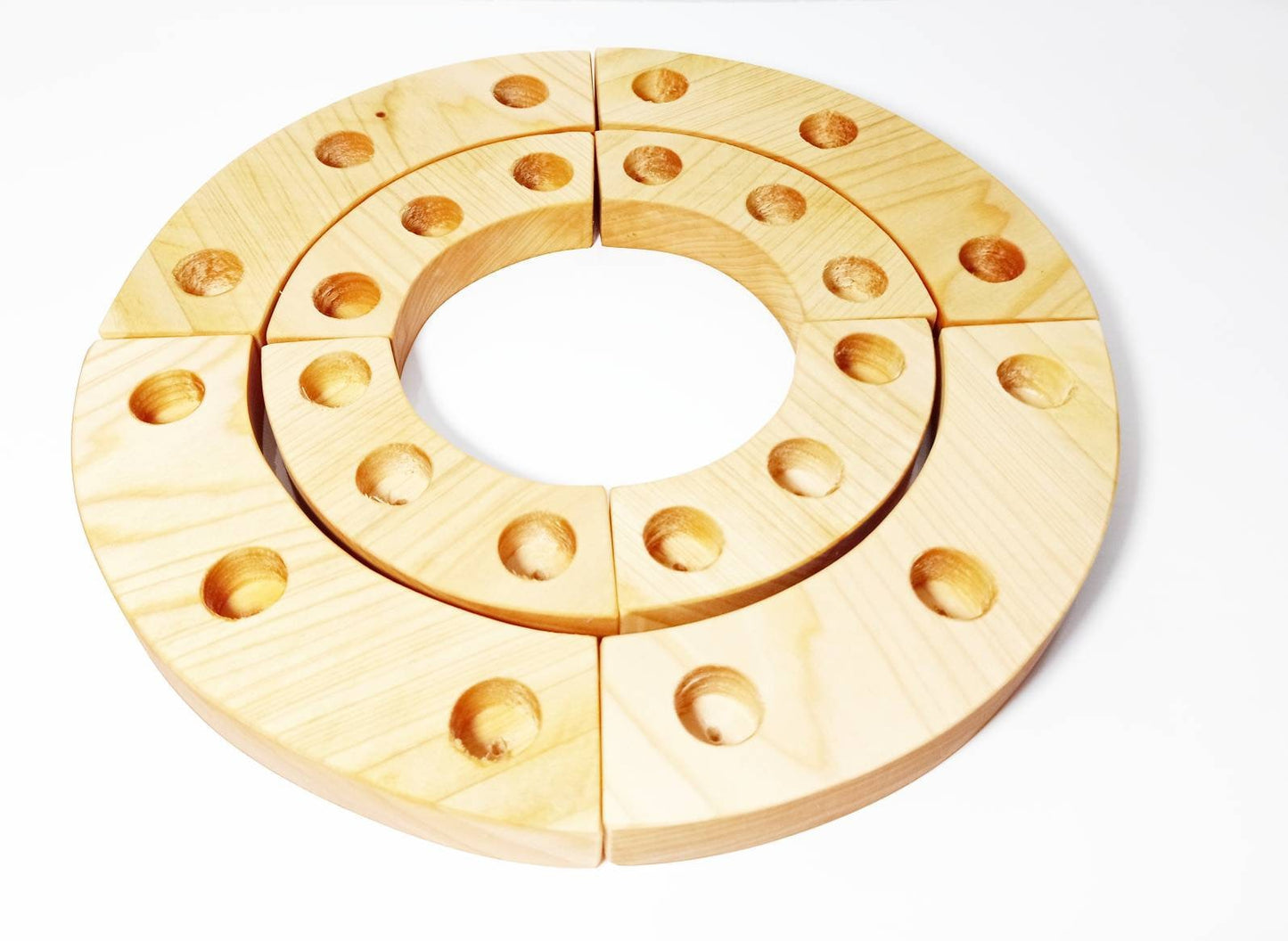 Waldorf celebration ring, waldorf birthday ring 24 holes, double wooden ring, celebration ring, waldorf decor, waldorf spiral