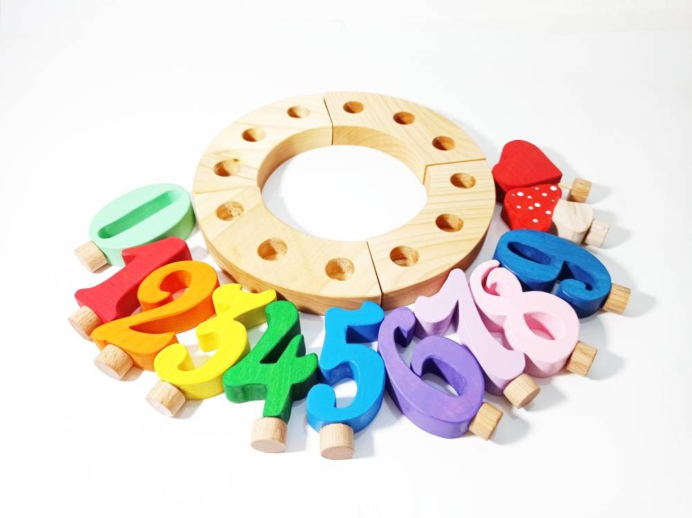 Celebration ring with 12 ornaments, waldorf celebration ring and ornaments, waldorf birthday, birthday ring numbers, waldorf wooden ring