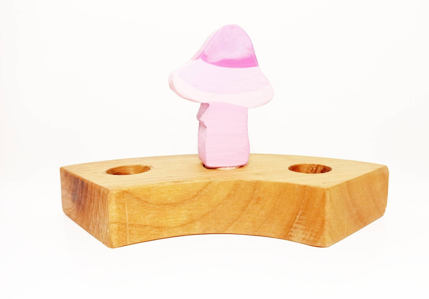 Pink mushroom celebration birthday ring ornament, waldorf birthday ring ornament, waldorf inspired birthday traditions, seasonal table decor