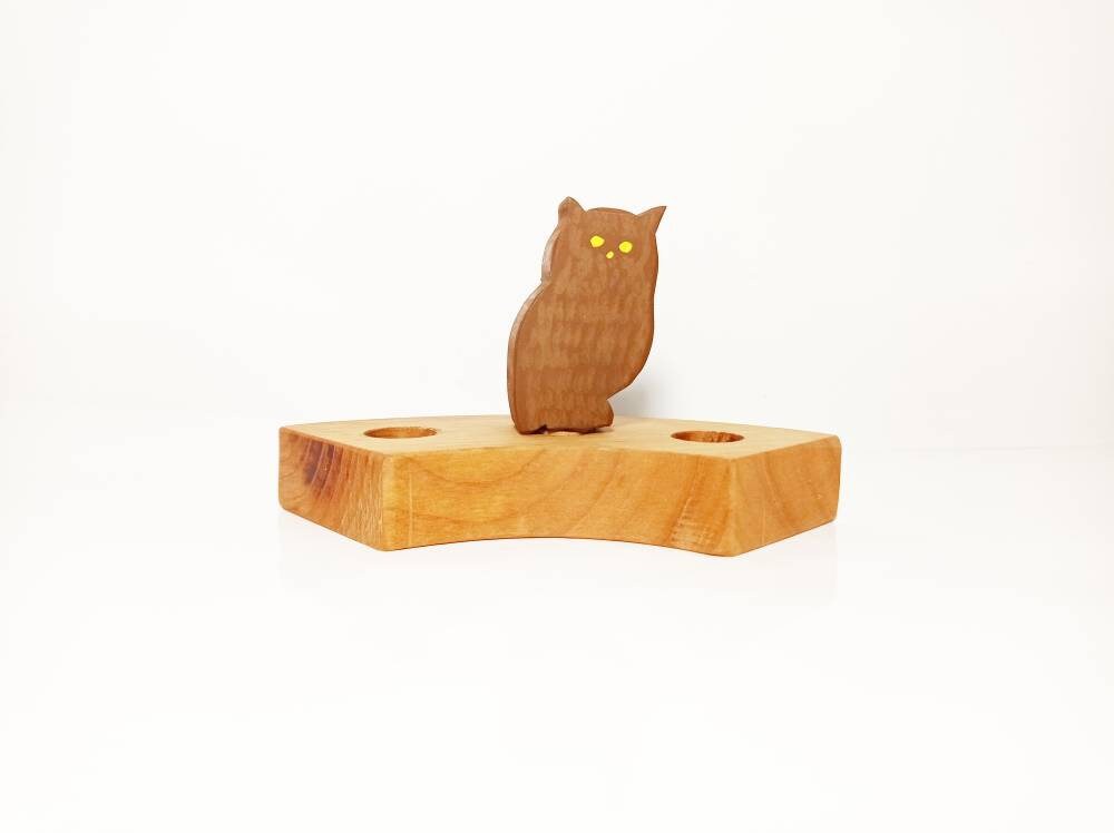 Owl birthday celebration ring ornament, waldorf wooden animals ornament, waldorf inspred birthday traditions, woodland ring ornament