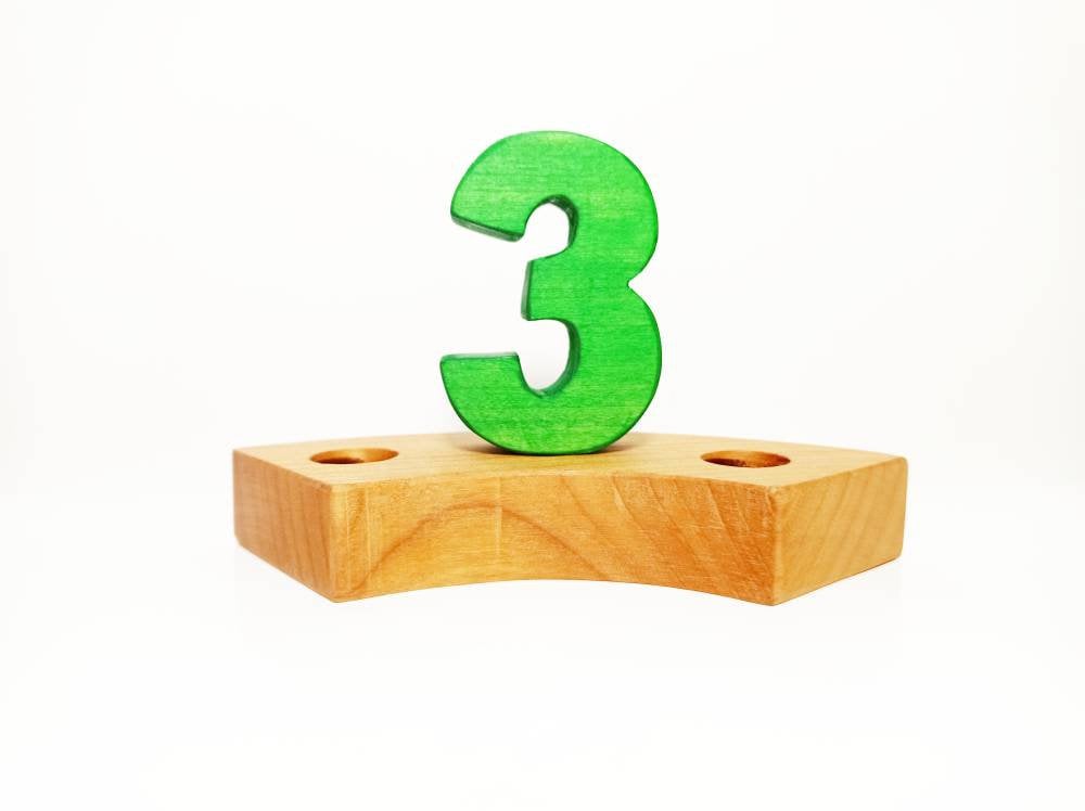 birthday celebration ring ornament number 3, waldorf ring ornament three, celebration ring decor, number three waldorf wooden ring ornament