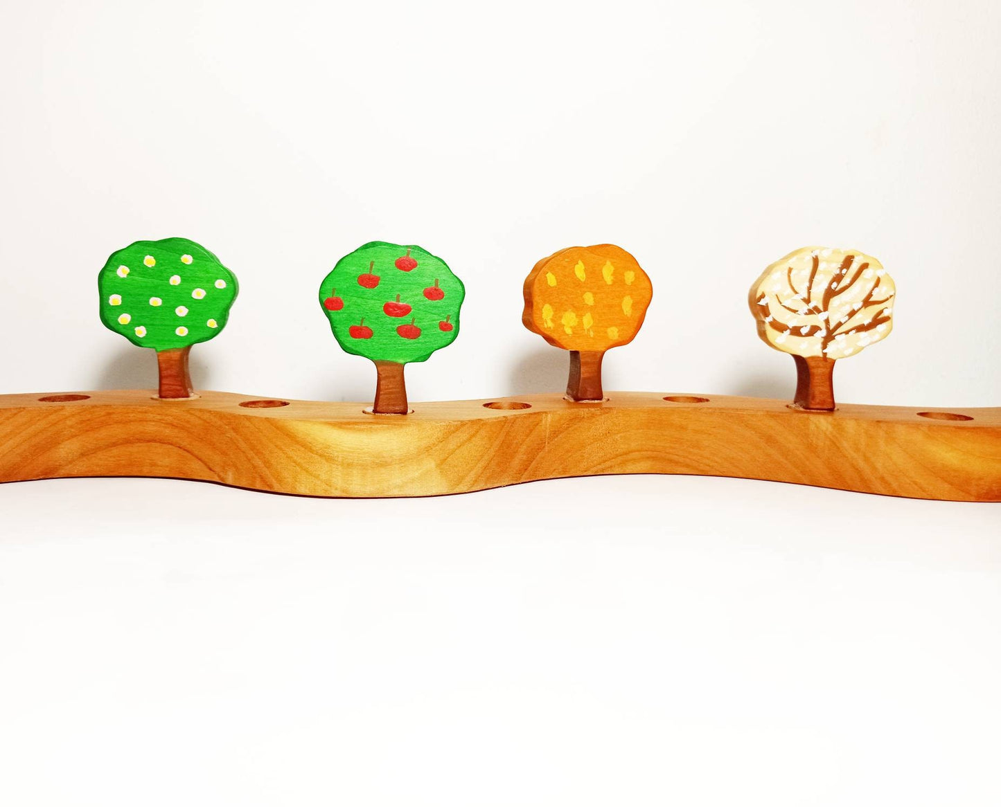 Four seasonal trees celebration ring ornaments, birthday ring ornament, waldorf seasonal table decoration, waldorf inspired birthday decor