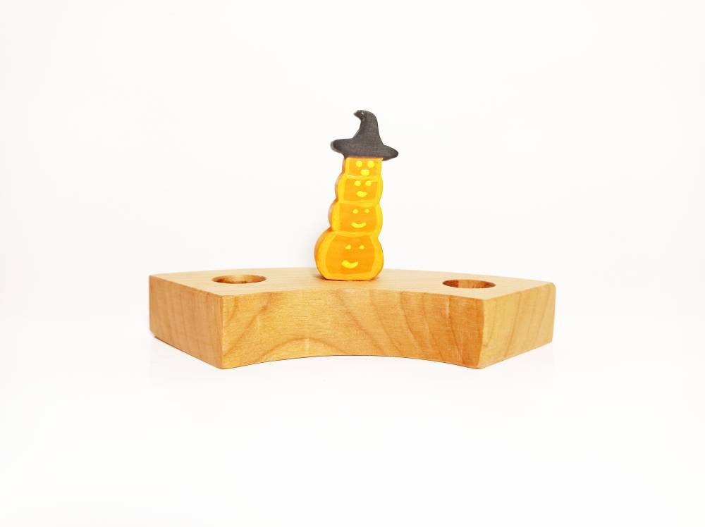 Stacked pumpkins celebration ring ornament, waldorf halloween birthday ring ornament, waldorf inspired fall seasonal table decoration
