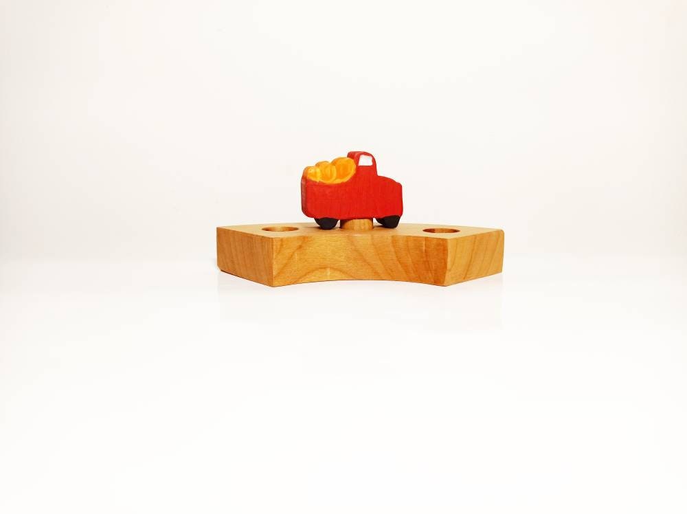 Pumpkin truck celebration ring ornament, waldorf birthday ring decoration, ring ornaments, waldorf fall seasonal ring table decor