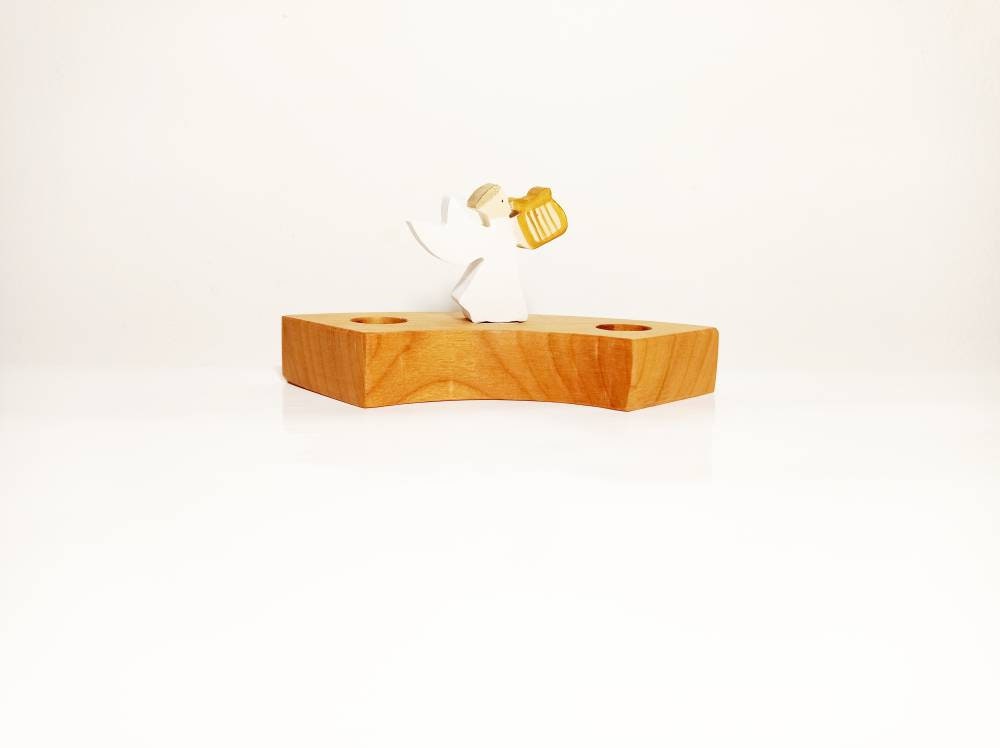 Angel with harp celebration ring ornament, birthday ring ornament, waldorf angel advent spiral decor, seasonal table decoration