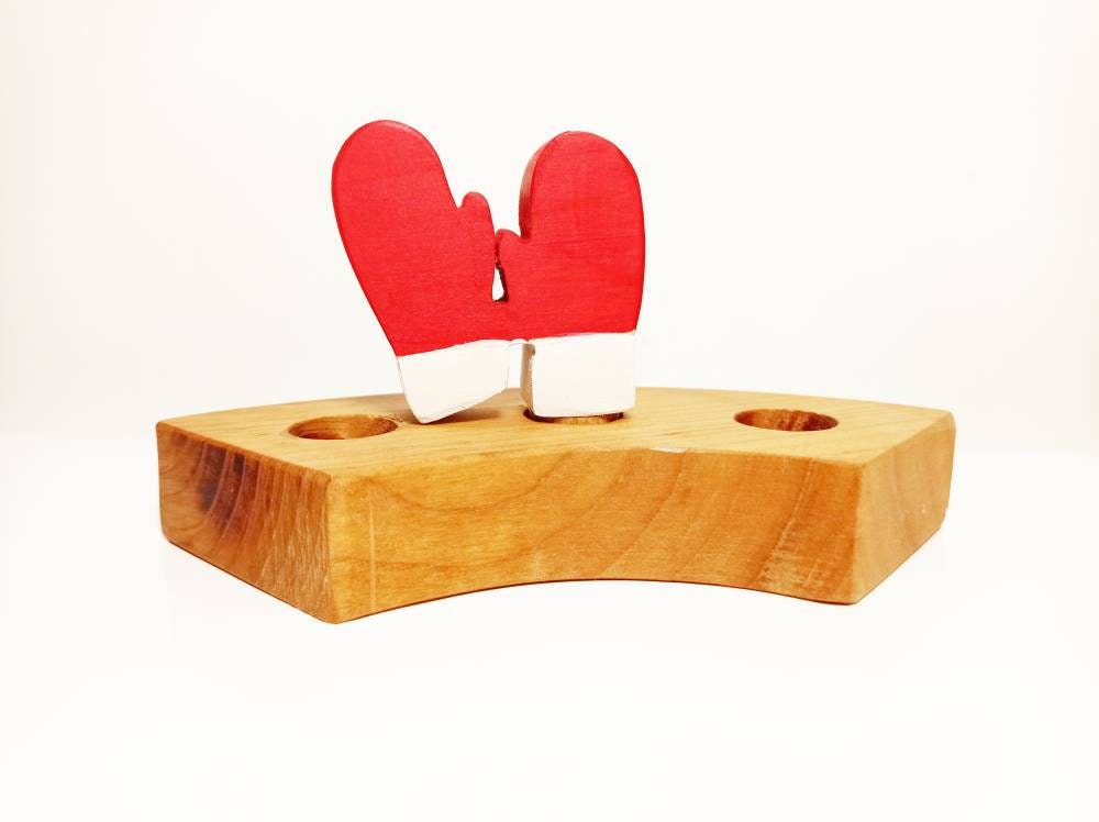 Santa gloves celebration birthday ring ornament, advent spiral decoration, seasonal table decor, waldorf inspired christmas ornaments