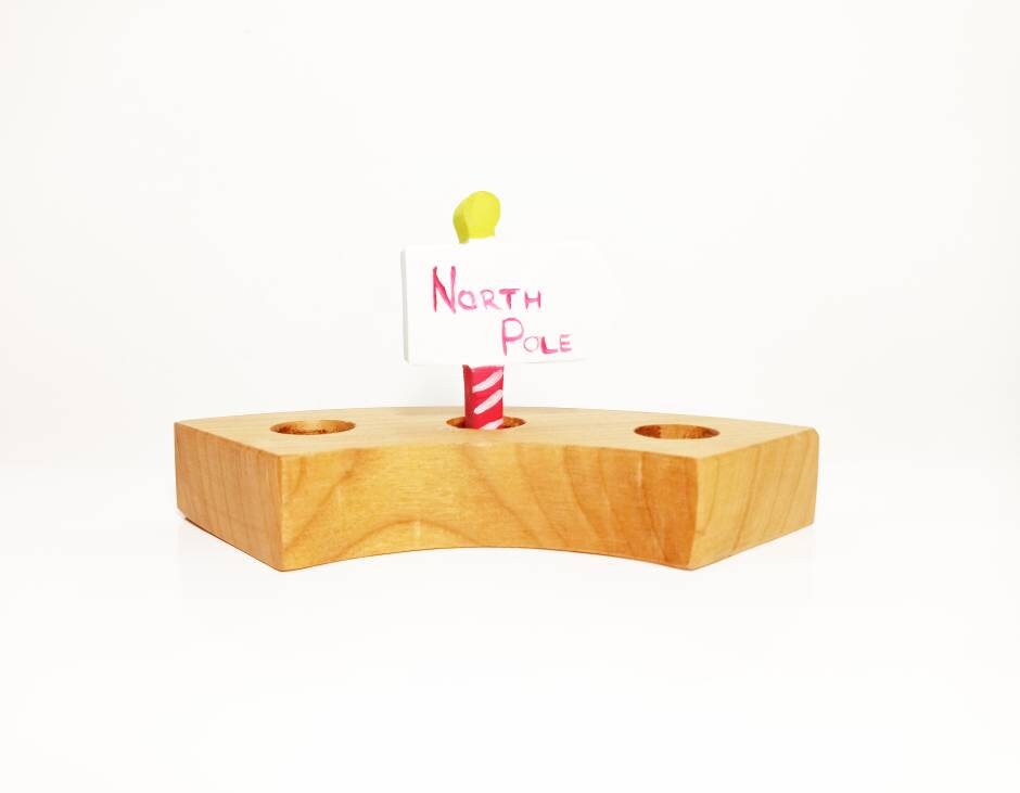 North pole sign celebration ring ornament, birthday ring ornament, advent spiral decoration, waldorf inspired christmas decoration