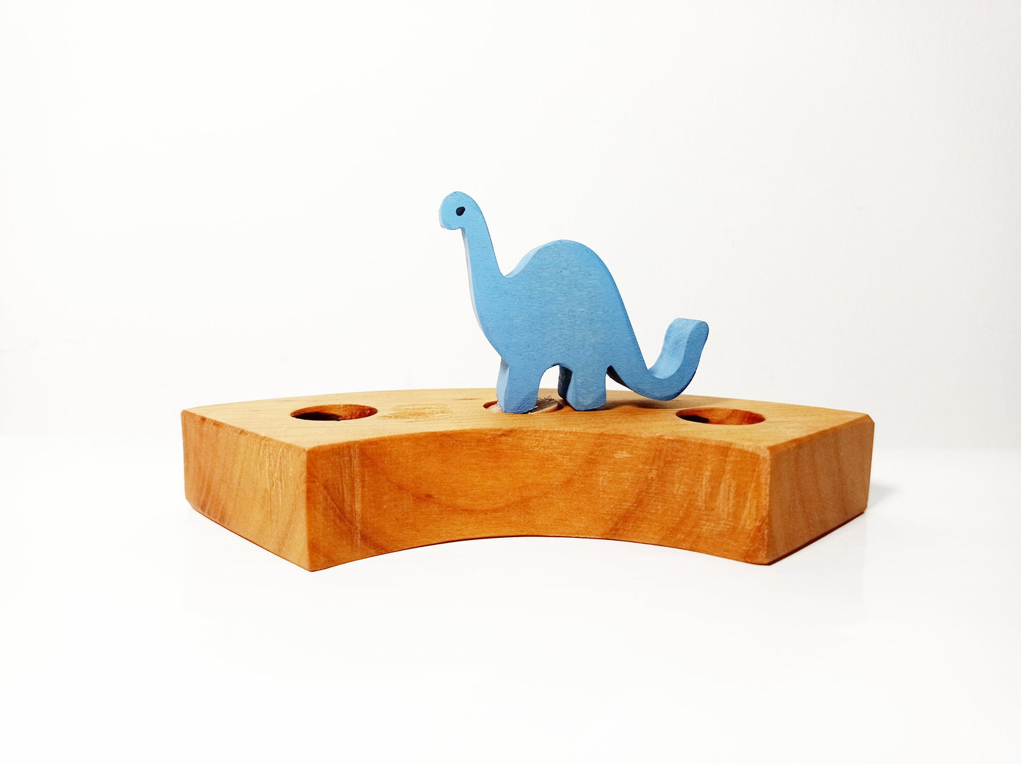 Dino brontosaurus birthday ring ornament, dinosaur celebration ring ornament, waldorf decoration, wooden waldorf ring, dino brontosaurus