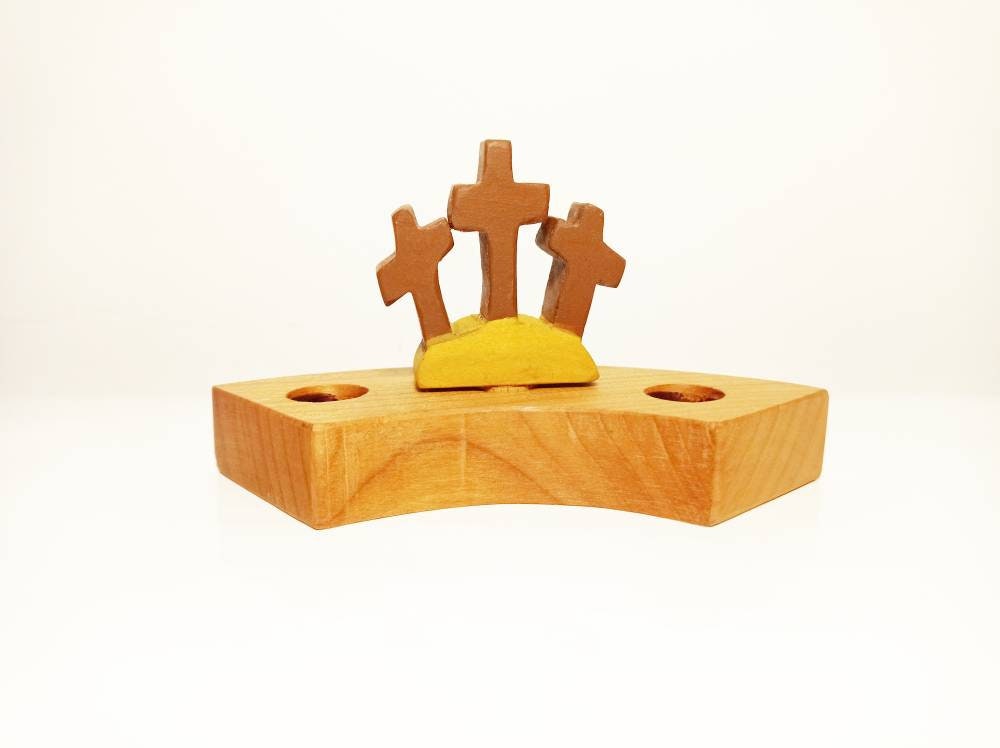 Three cross celebration ring ornament, waldorf wooden birthday ring ornament, seasonal table decor, waldorf easter celebration decoration