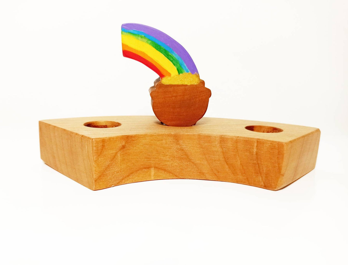 Rainbow in a pot of gold celebration birthday ring ornament, waldorf birthday ring decoration, seasonal table decoration, waldorf inspired