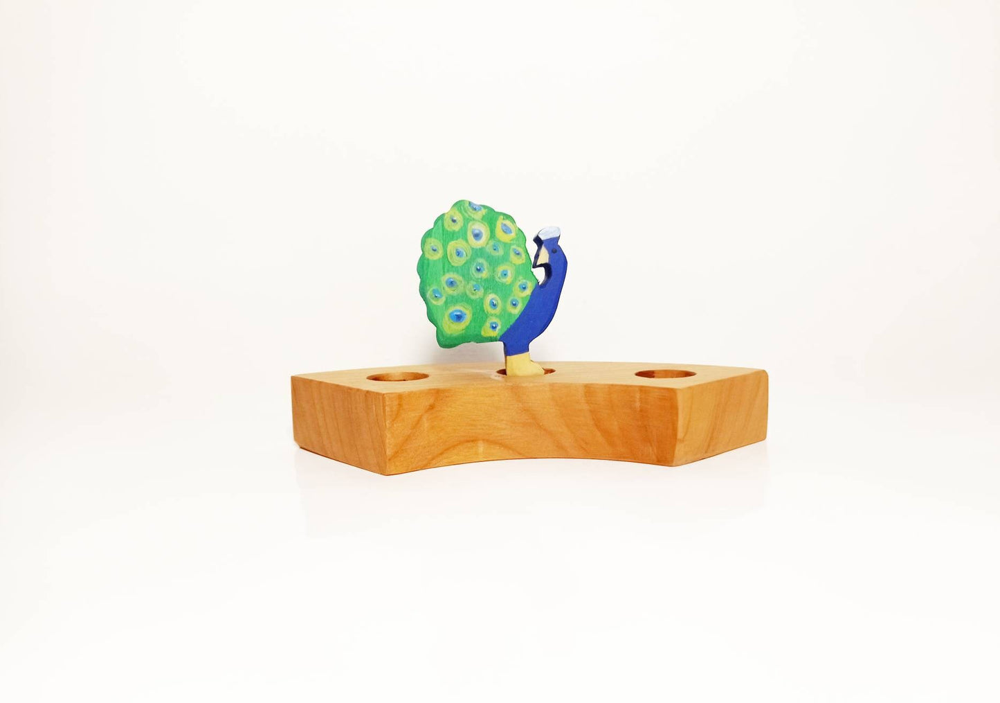 Peacock celebration birthday ring ornament, waldorf birthday ring decoration, wooden waldorf peacock, waldorf seasonal table decoration