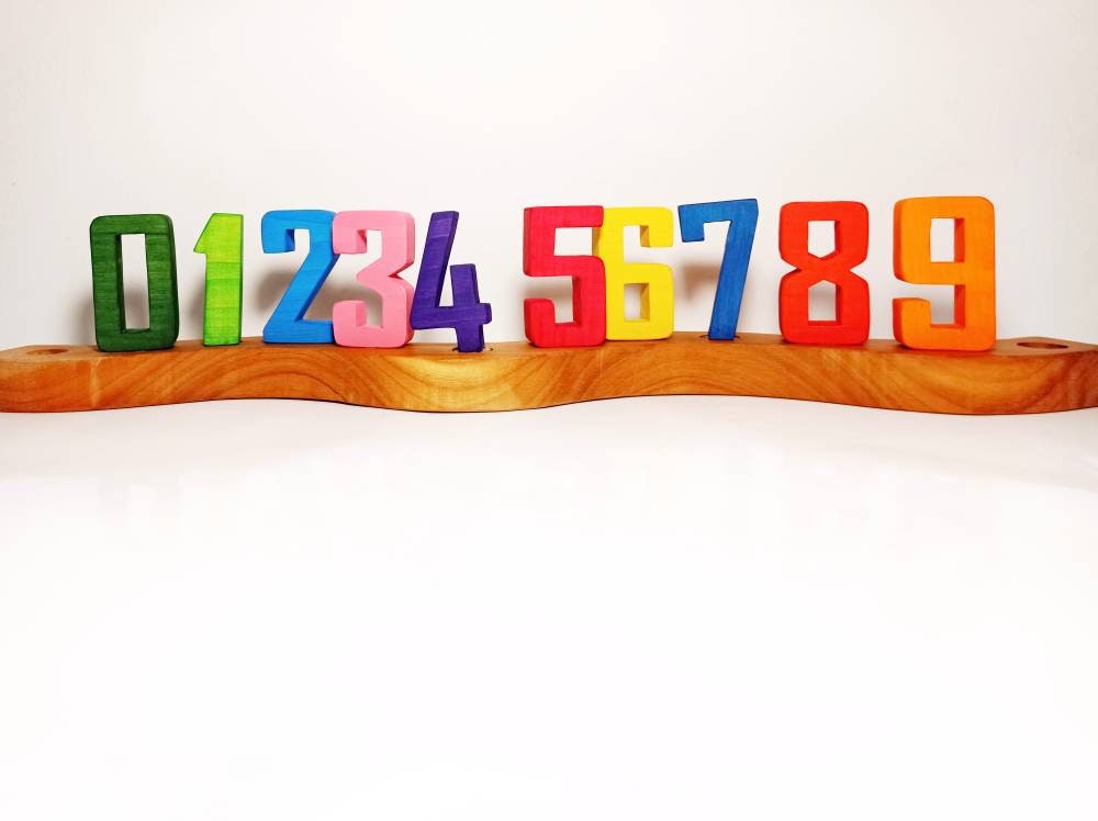 Set of ten waldorf numbers celebration ring ornaments, birthday ring numbers, waldorf numbers birthday ornaments, waldorf wooden ring decor