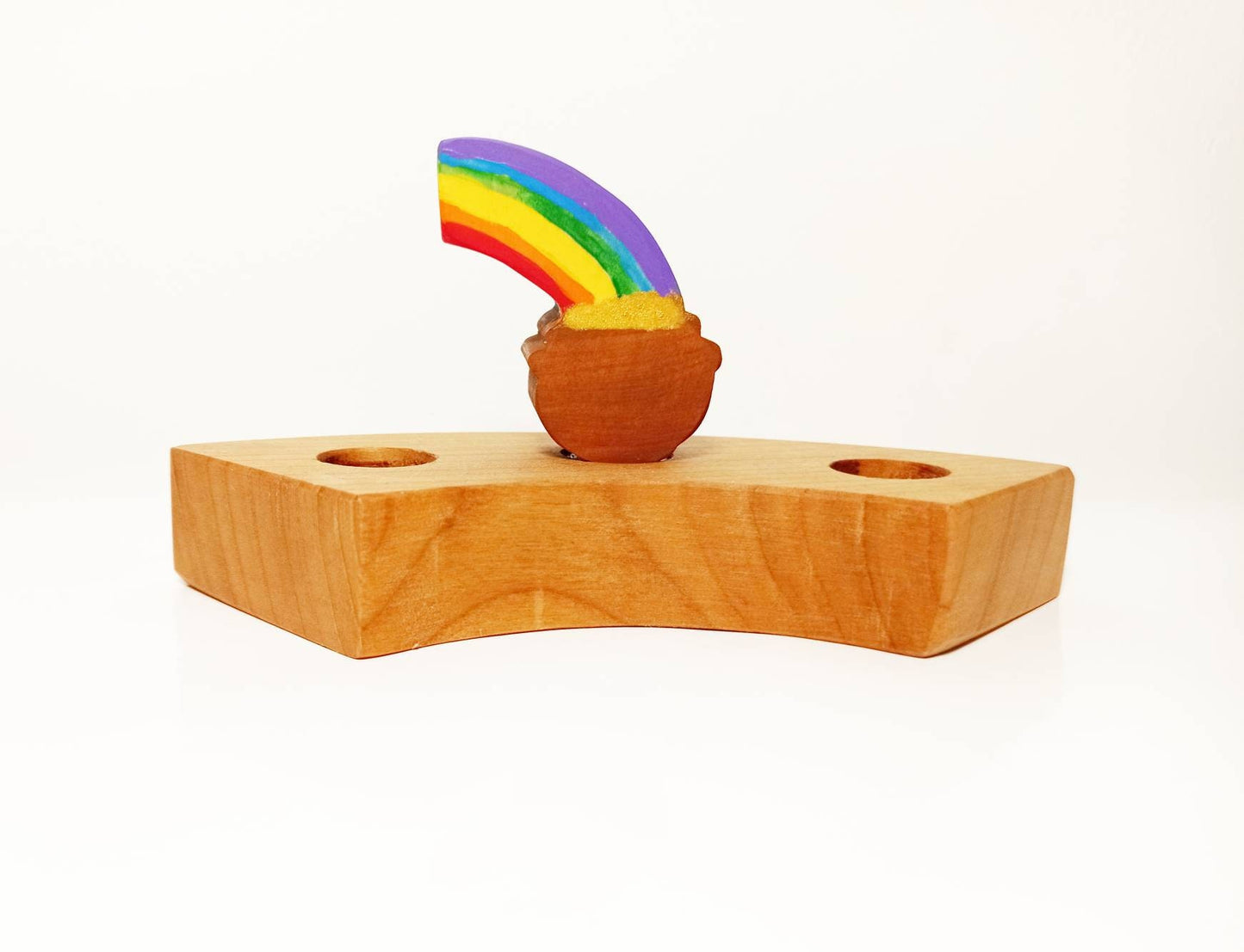 Rainbow in a pot of gold celebration birthday ring ornament, waldorf birthday ring decoration, seasonal table decoration, waldorf inspired