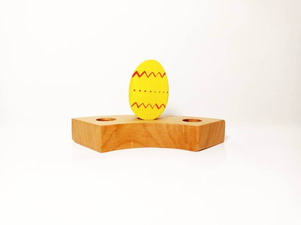 Yellow easter egg waldorf celebration birthday ring ornament, seasonal table decor, waldorf inspired easter wooden decoration lent ring