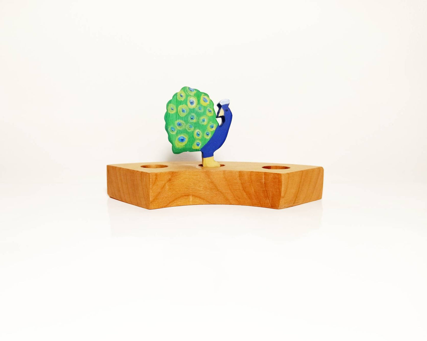 Peacock celebration birthday ring ornament, waldorf birthday ring decoration, wooden waldorf peacock, waldorf seasonal table decoration
