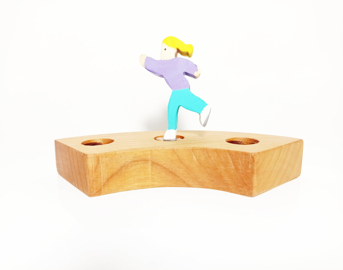 Iceskater wooden celebration birthday ring ornament, waldorf ring ornament, birthday traditions, celebration ring, waldorf advent spiral