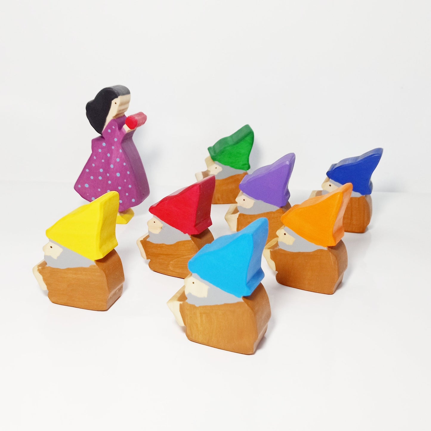 Snow white and the seven dwarfs story set, wooden story set snow white, story sack, christmas gift for kids, baby shower gift, wooden toys