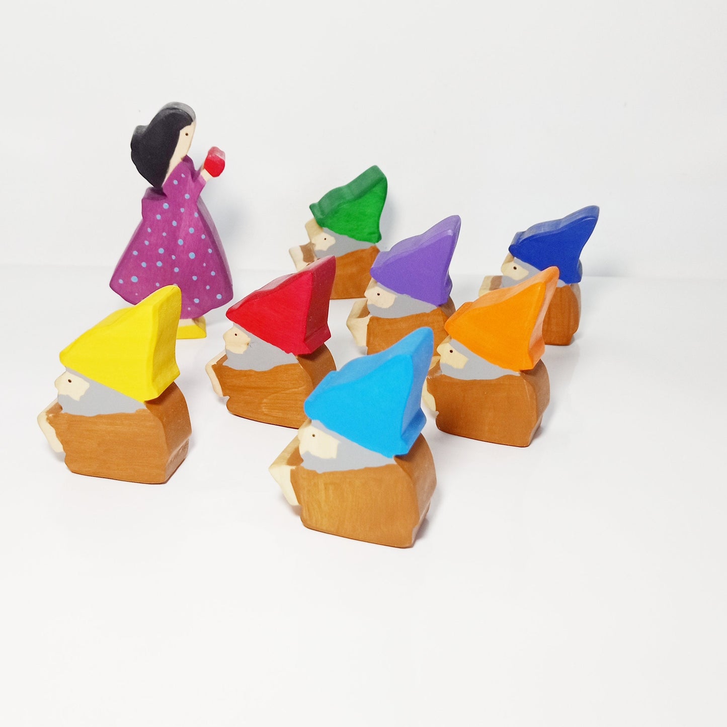 Snow white and the seven dwarfs story set, wooden story set snow white, story sack, christmas gift for kids, baby shower gift, wooden toys