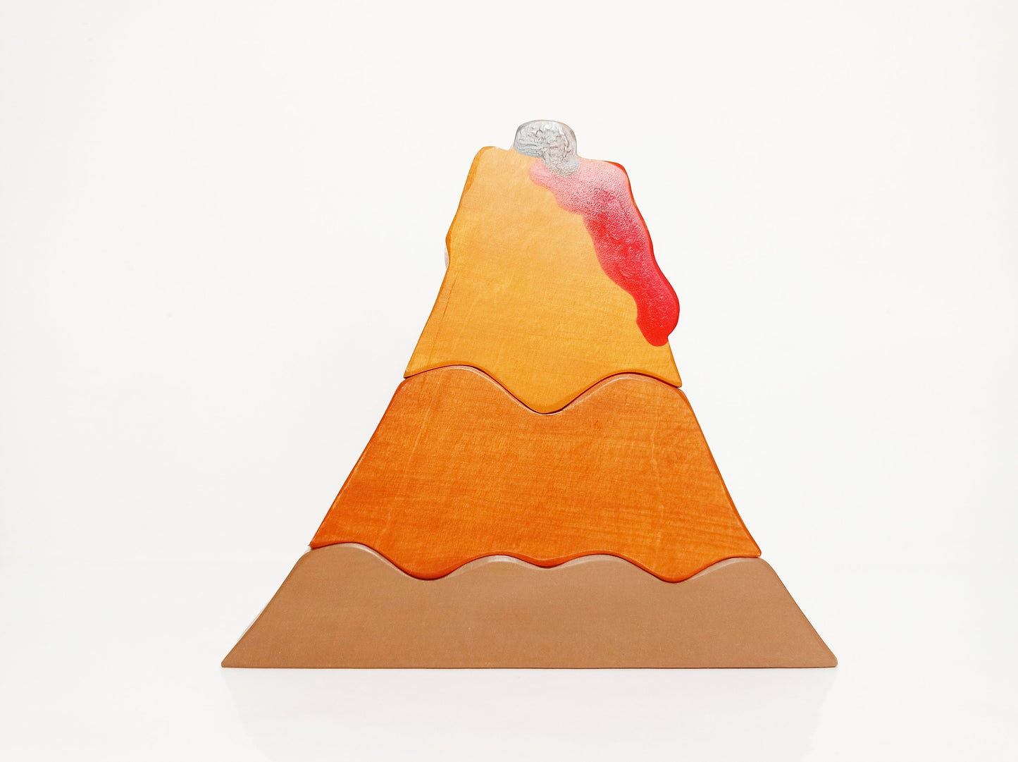Volcano wooden stacker toy, stacking volcano, waldorf inspired toys, open ended play, stacking wooden toy, wooden volcano play set