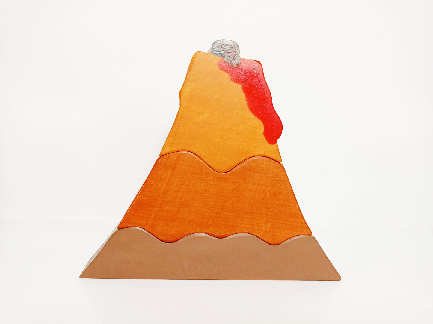 Volcano wooden stacker toy, stacking volcano, waldorf inspired toys, open ended play, stacking wooden toy, wooden volcano play set