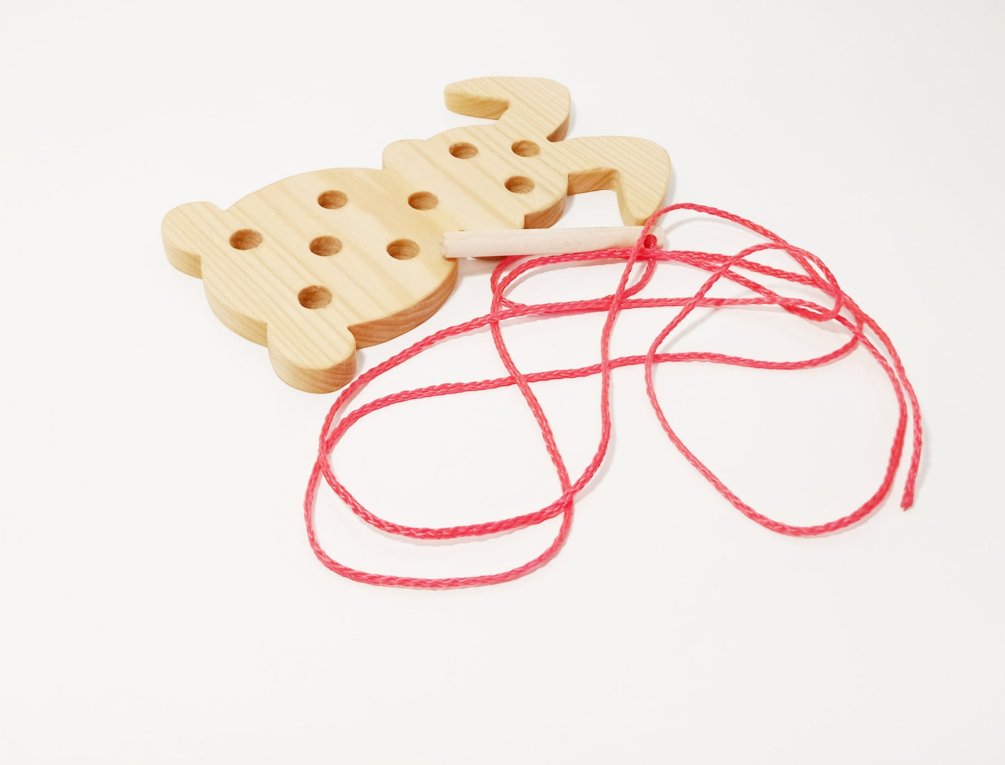 Lacing toy, wooden bunny lacing toy, easter basket gift for kids, learning material, montessori wooden toy, waldorf inspired learning toy